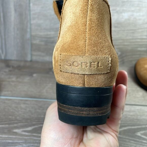 Sorel Lolla Cut Out Women’s Size 9.5 Chestnut Suede Slip On Ankle Boots - Picture 11 of 12